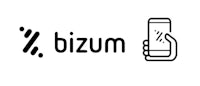 the logo for bizum is shown with a hand holding a phone