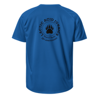 a blue t - shirt with a bear paw on it